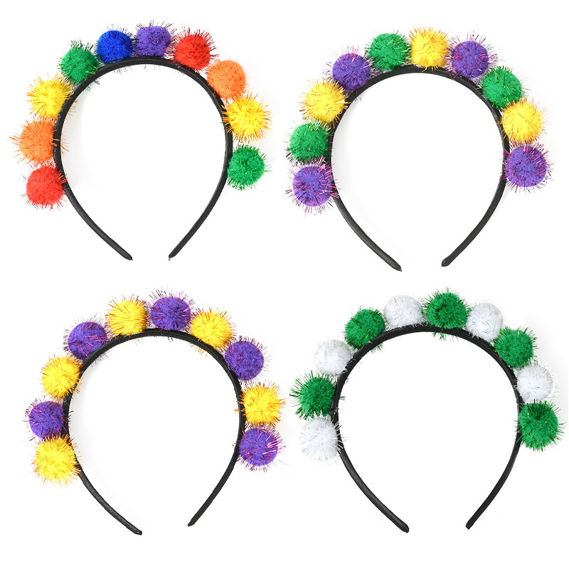Karneval glitter päls boll pannband