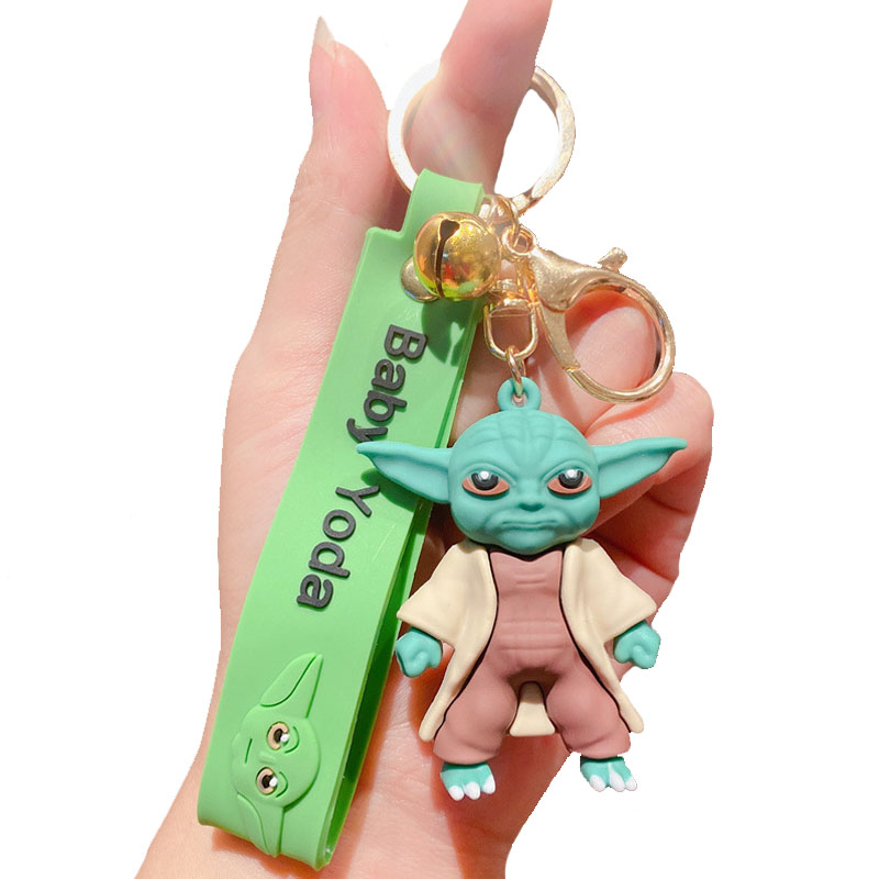Tecknad gummi baby yoda nyckelringar