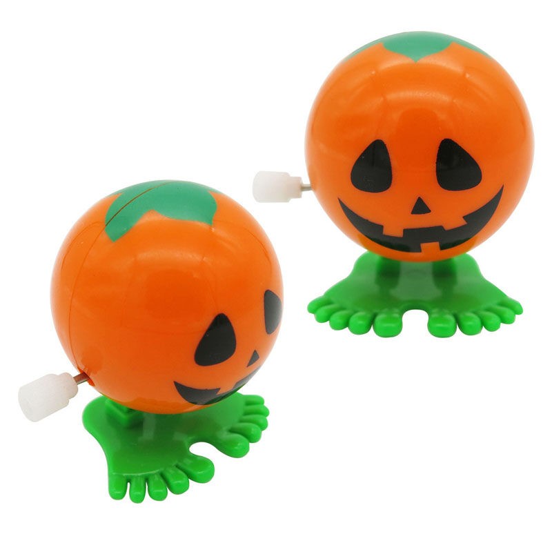 billiga barn rolig mini plast tecknad pumpa häxa vind upp leksaker halloween julklapp