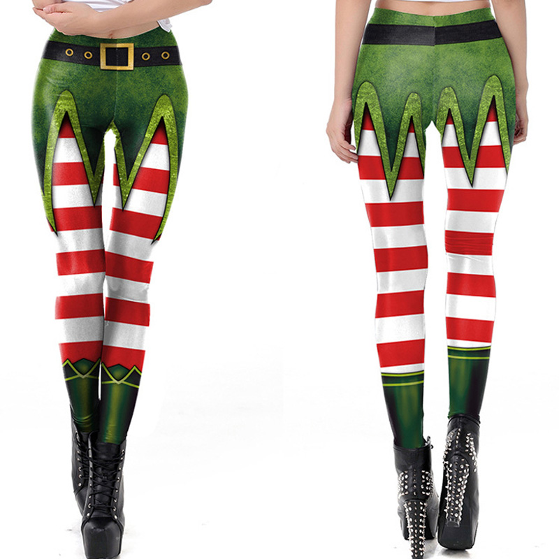 Christmas Day Leggings kvinnor tryckta push up yoga byxor