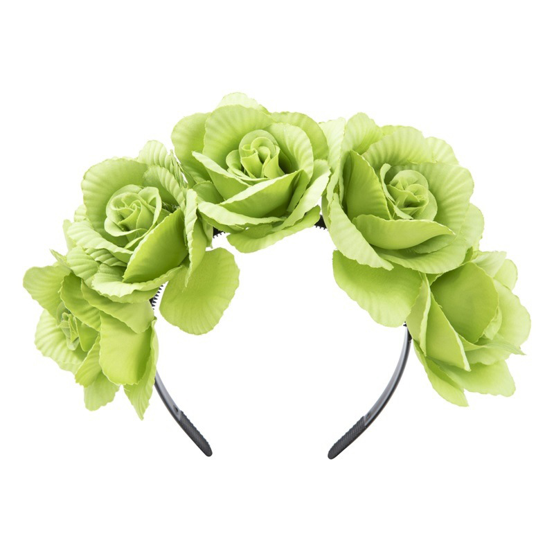 Färgglad pannband med rosblomma krona