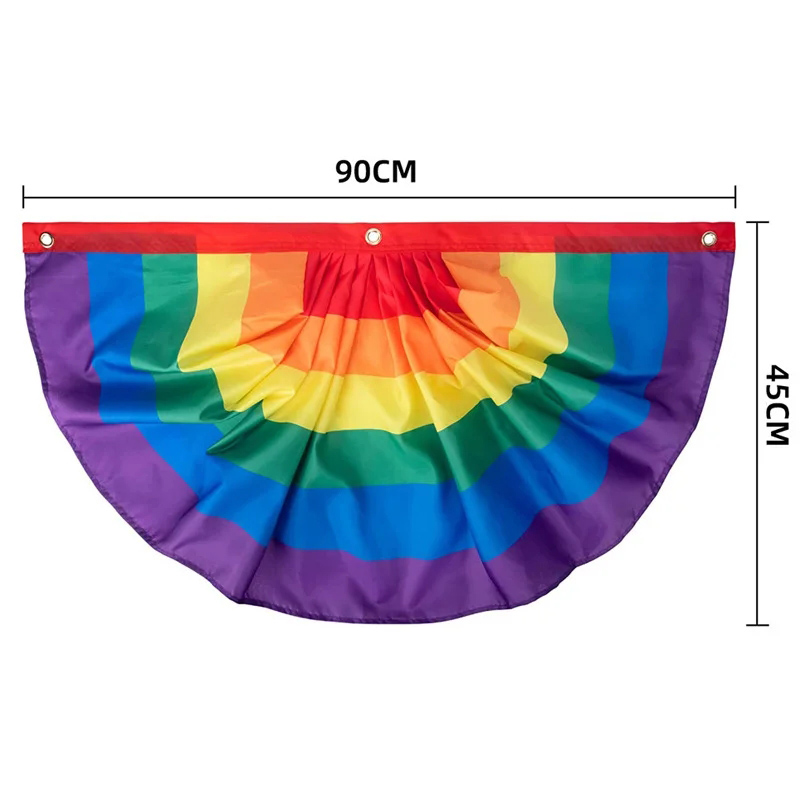 Färgglad veckad Fan Flag Banner Polyester Pride Flagga