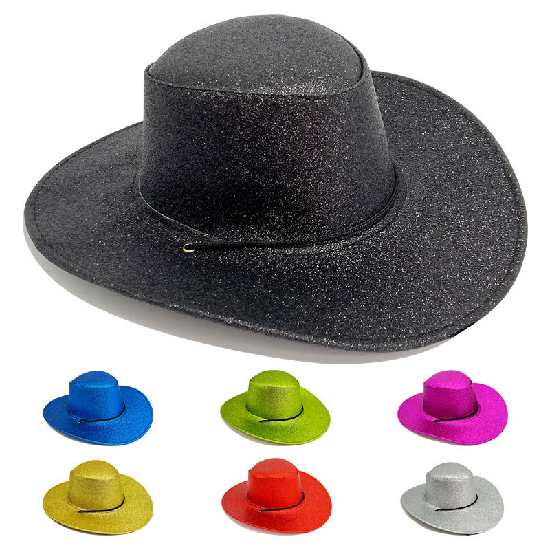 Färgglad paljett denim silver cowboyhatt