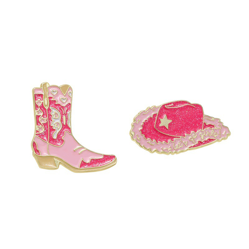 Cowboy Cowgirl Hat Boot Brosch Pin