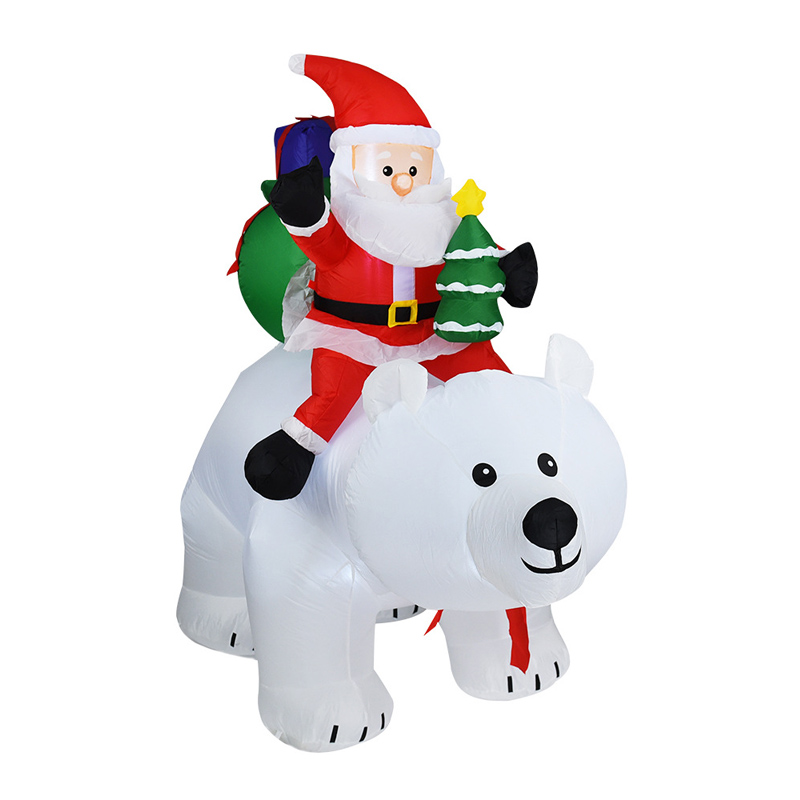 Söt jultomten Riding Bear Outdoor Lawn Yard Decor