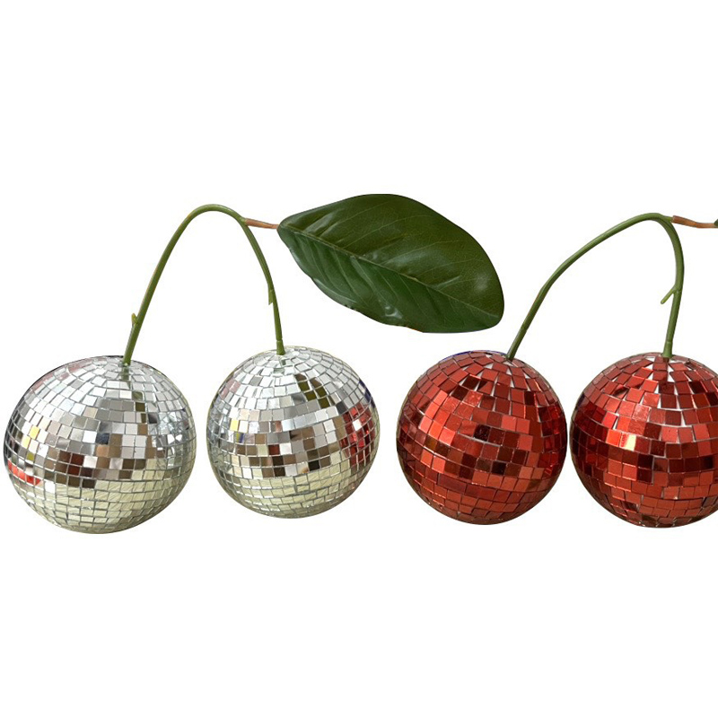 Dubbel spegelboll Röd Silver Cherry Discobollar Dekor