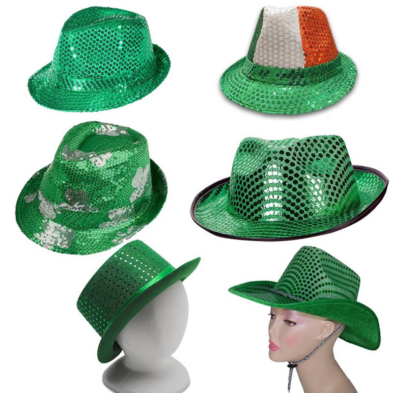 Paljetter St. Patrick's Day cowboyhatt