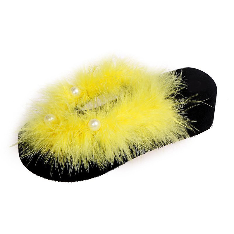 Lurviga färgpäls glider sandaler