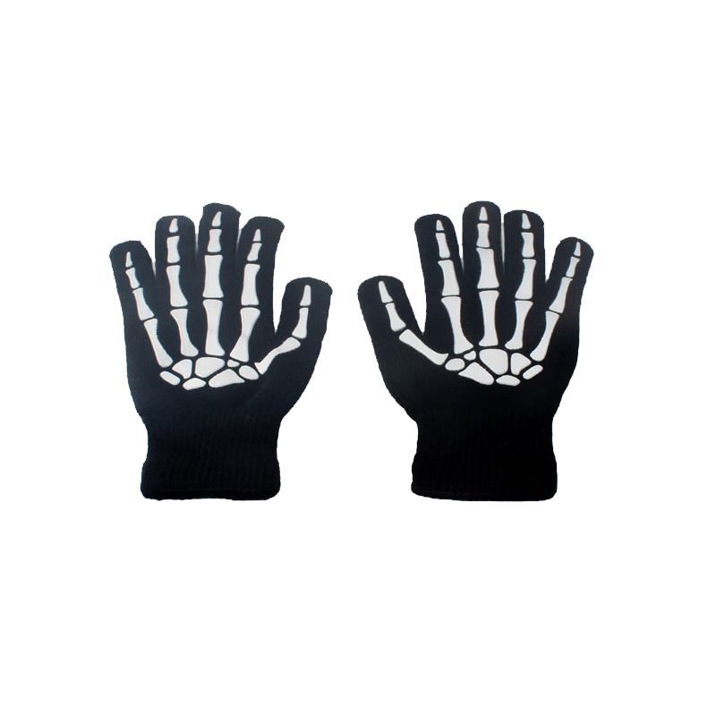 Halloween skeletttryck lysande handskar