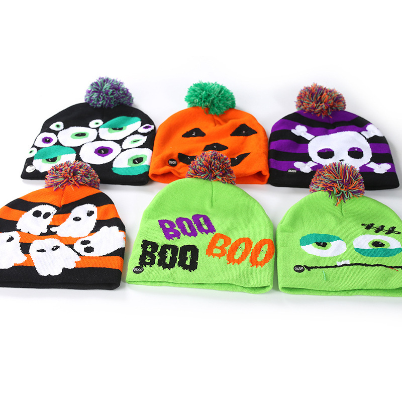 Halloween randig stickad hatt