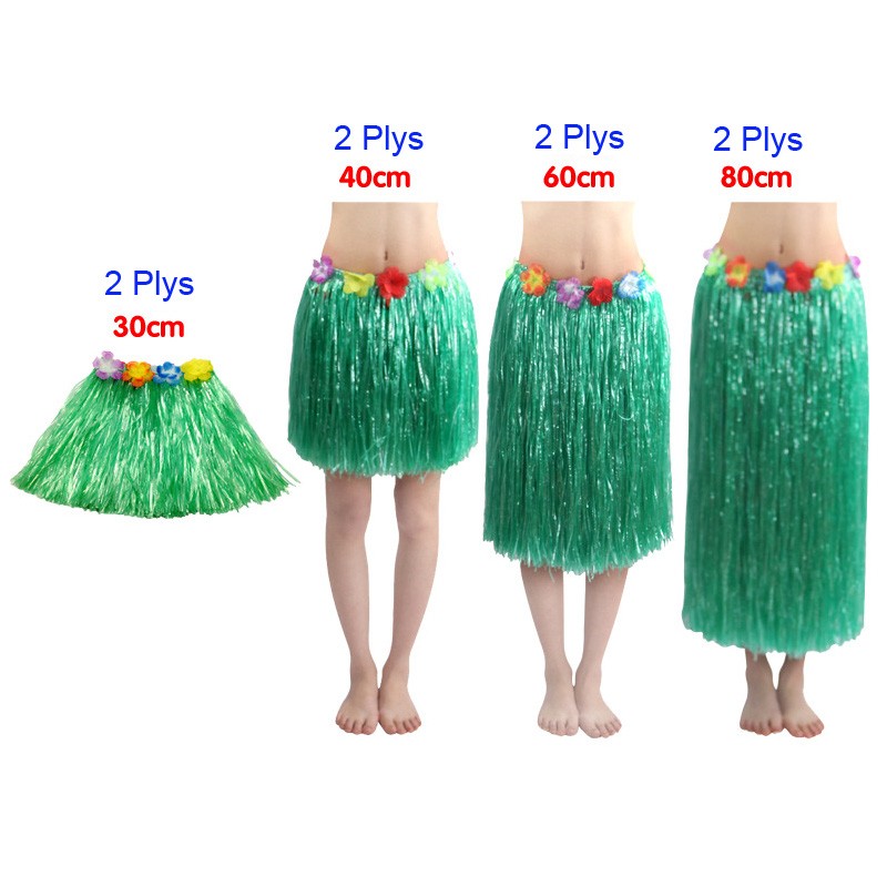 Beach Multi Color 80cm Hawaiian Party Grass Kjol Kostym