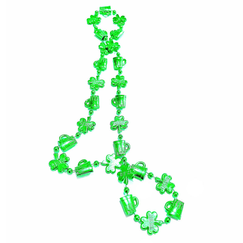 Irish Green Shamrock Plastic Pärla halsband