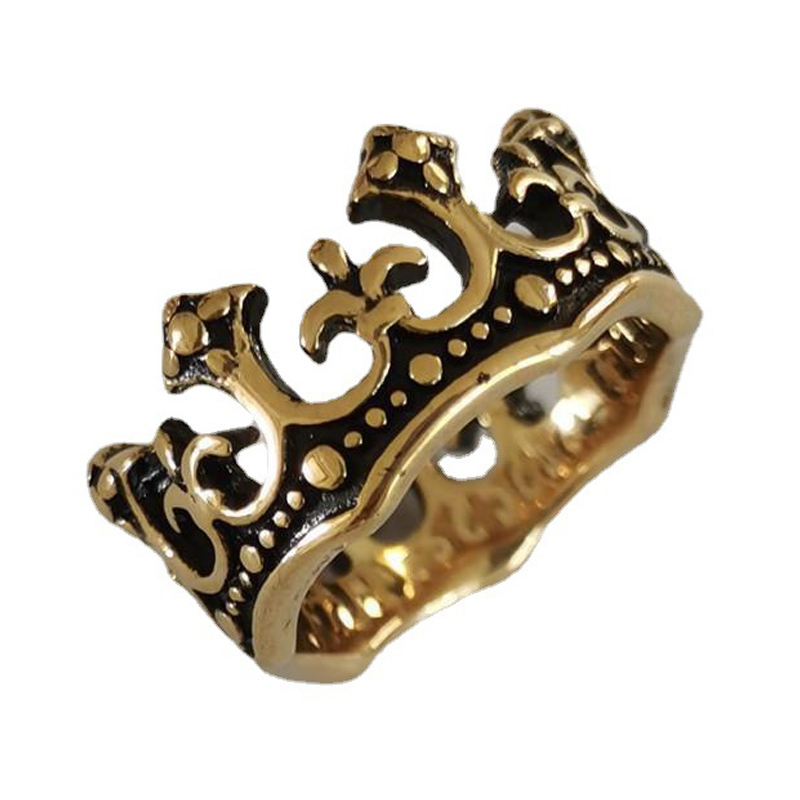 Smycken Vintage rostfritt stål Hollow Crown King Shape Ringar