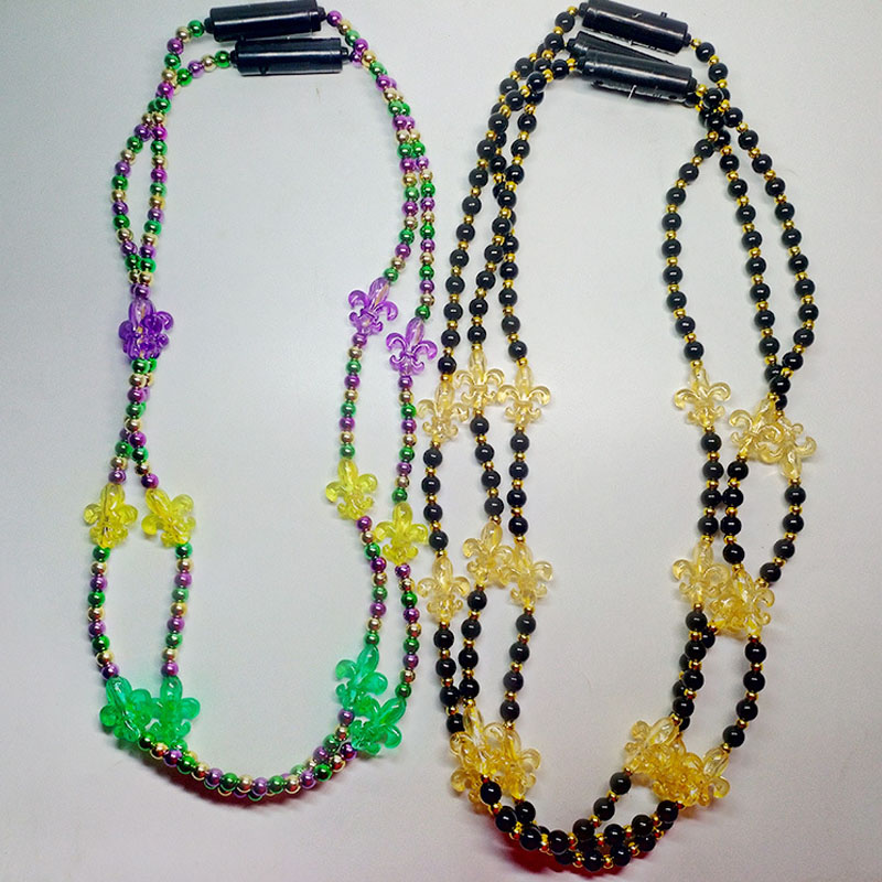 Light Up LED Mardi Gras Fleur De Lis Beads Halsband