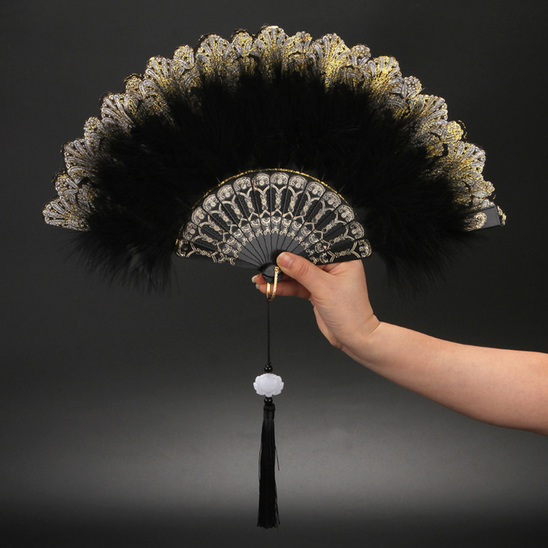 Lolita Colorful Feather Folding Fans