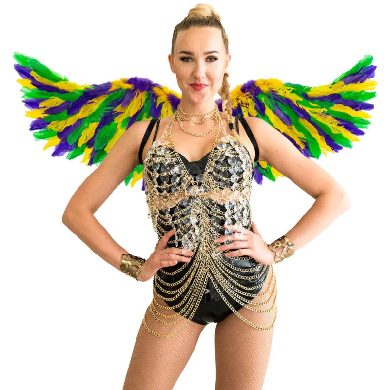 Mardi Gras Mix Färger Turkiet Ruff Boa Och Party Vingar