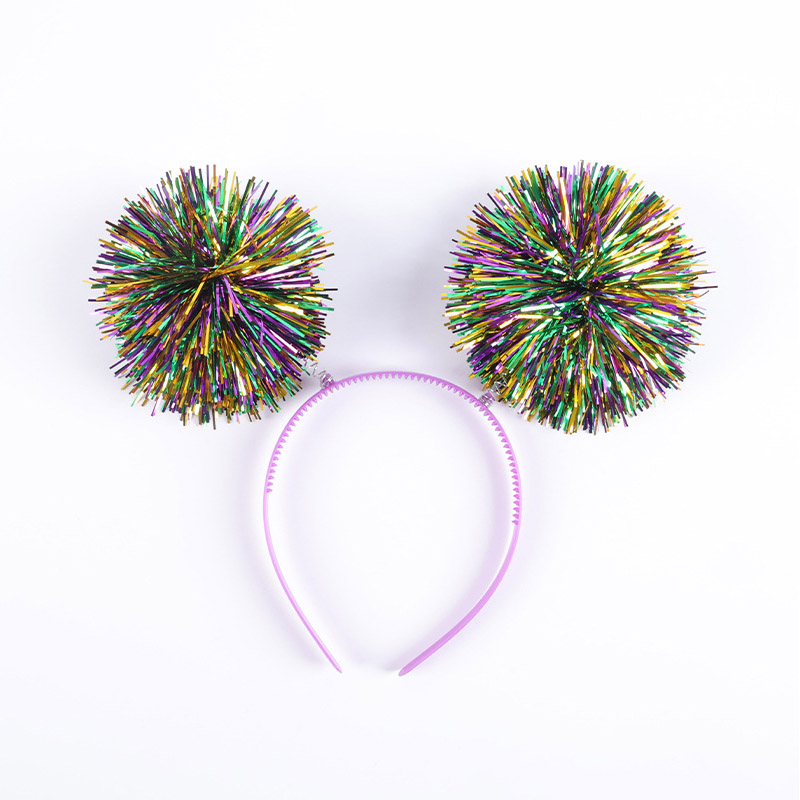 Mardi gras pom poms glitter pannband