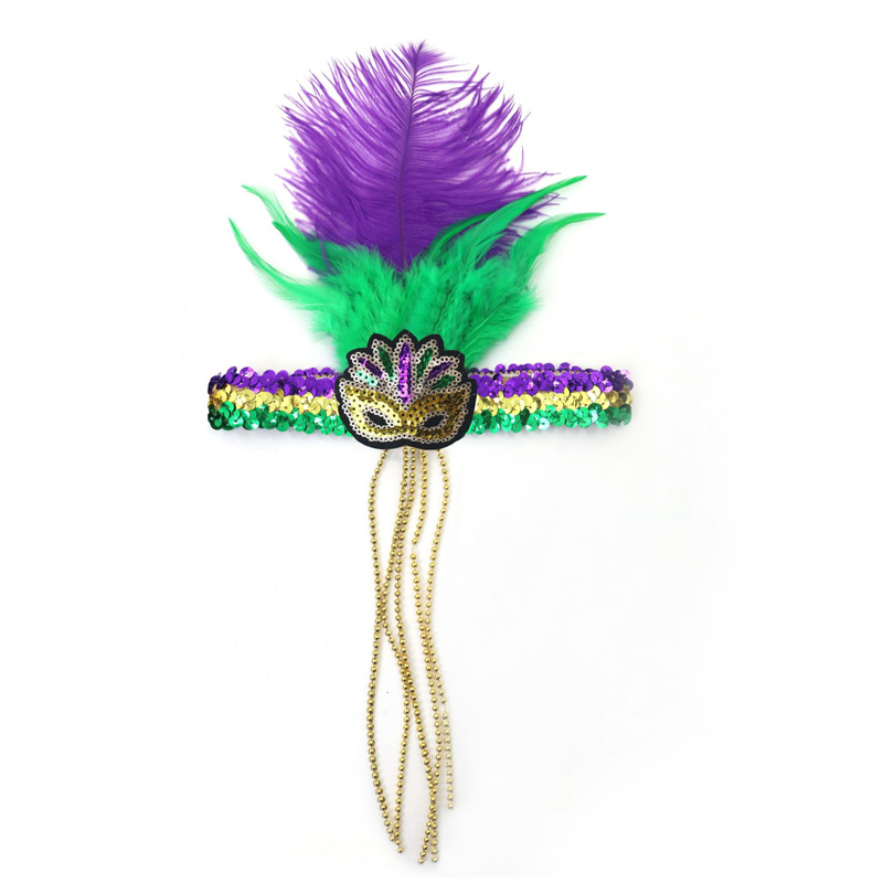 Mardi Gras stretchy pannband