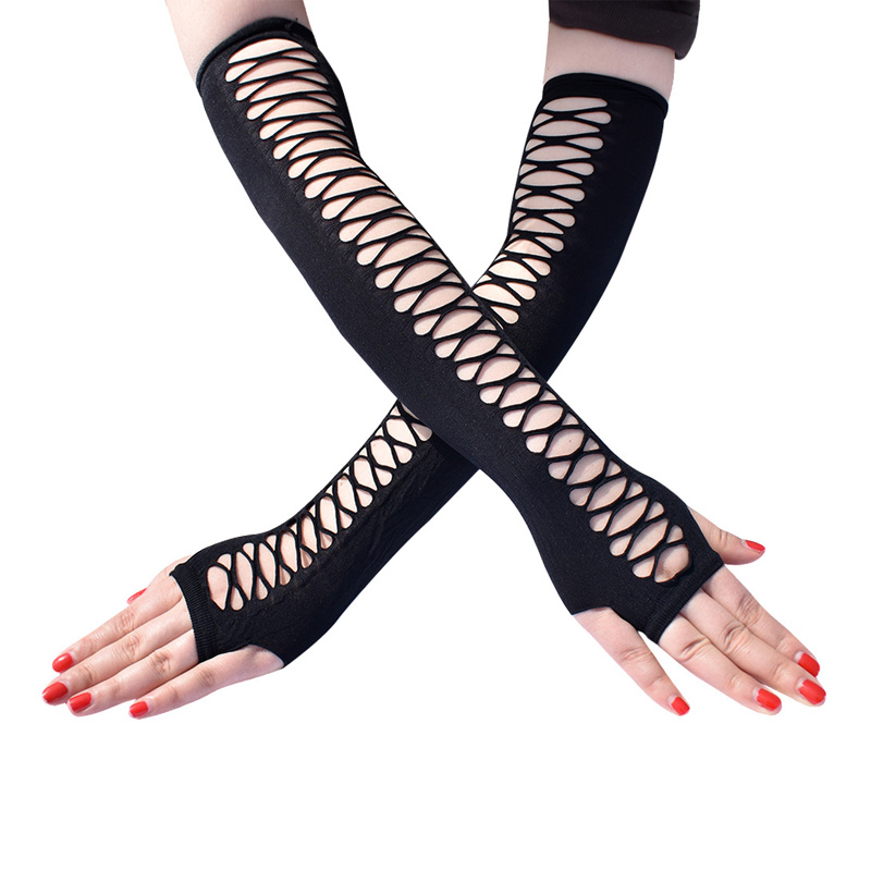 Mesh Fishnet Elastic Party Sexiga långa handskar