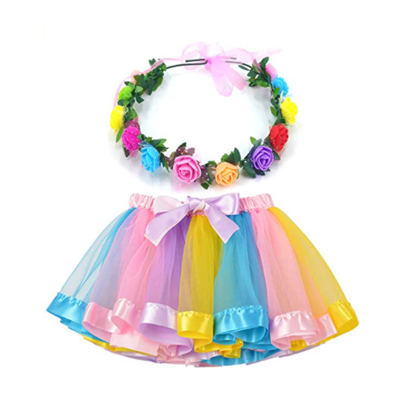 Mesh Kort klänning Ribbon Bow Tutu kjolar med pannband