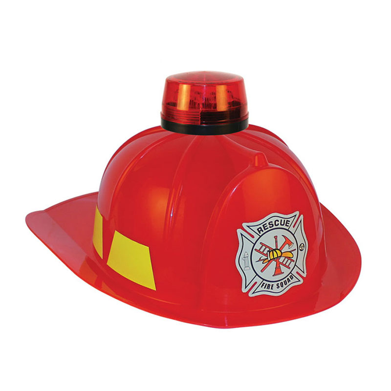 Plast Toy Small Fire Hat brandbekämpningshjälm med LED-ljus