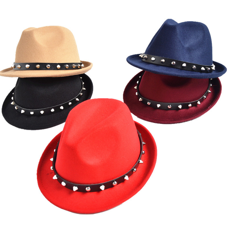 Punk Western höstvinter yllefiltmössa