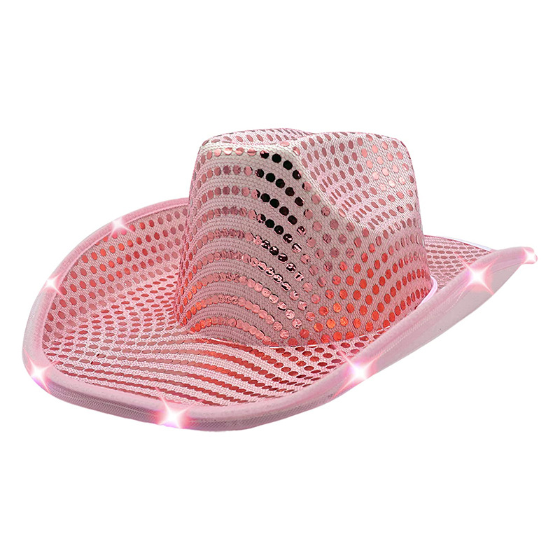 Paljett cowboy hatt med LED -ljus