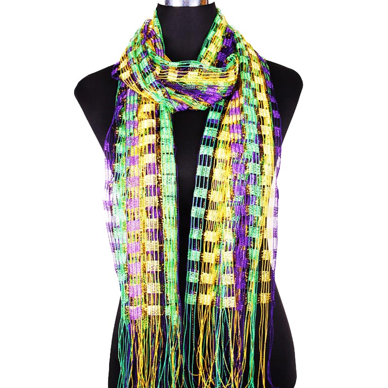 Skimrande Scalloped Edge Scarf med fransar tofs
