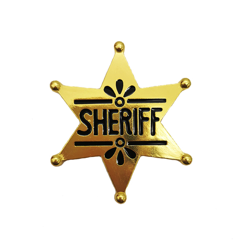 Sexspetsiga stjärnpolicyer väst sheriff badge brosch