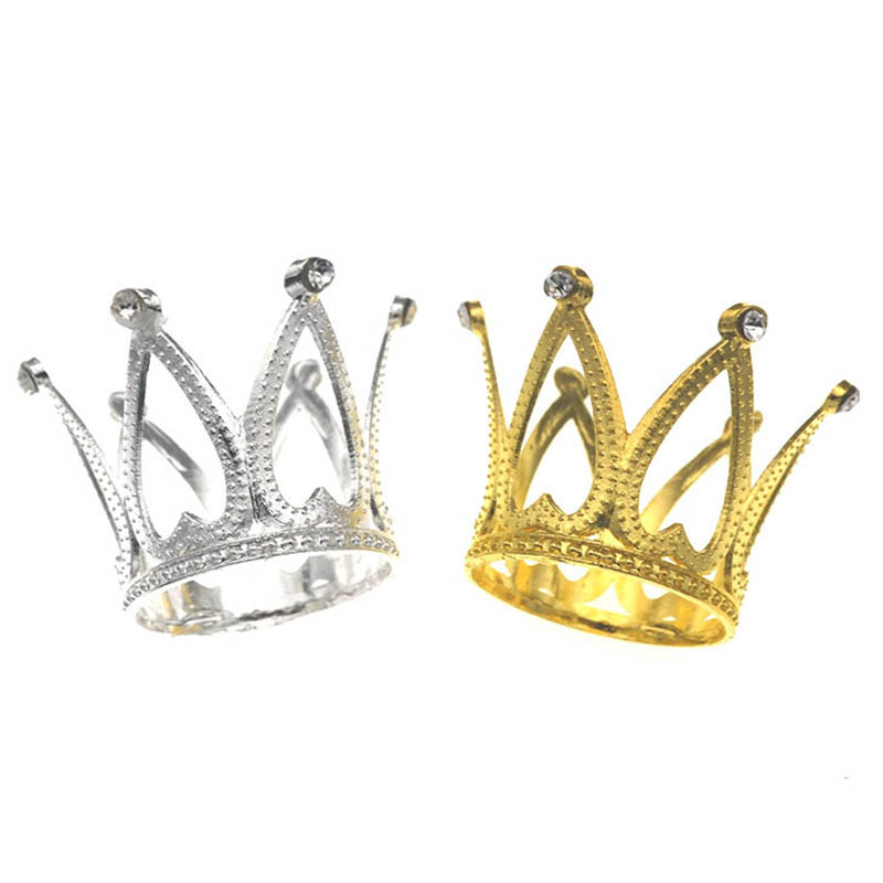 Liten legering Gold Crown Cake Topper Decoration Toppers