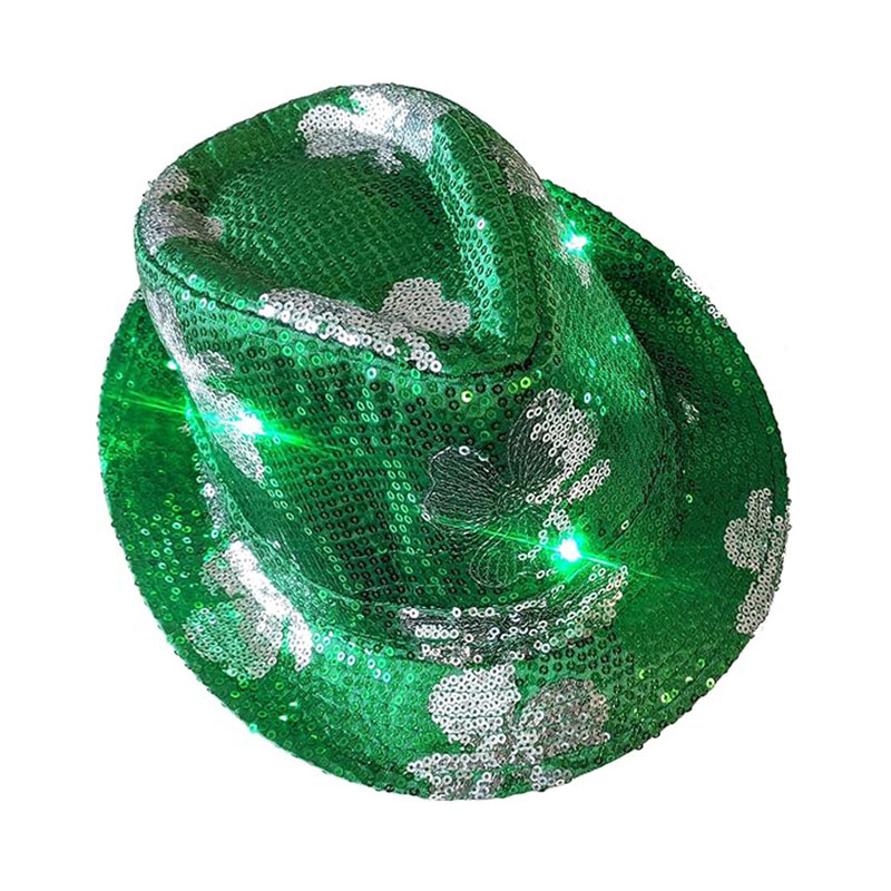 St Patrick's Day Fedora-hattar med paljettcowboyhattar